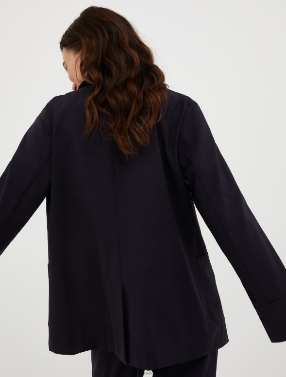 apģērbu 8VJP171 jūras zils vilnas maisījuma žakete sievietes MAX&Co.