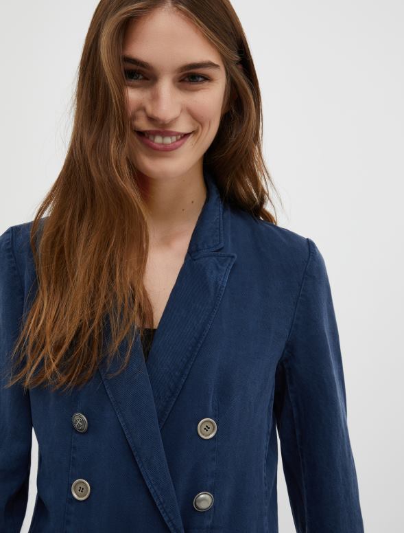 apģērbu 8VJP182 jūras zils divrindu jūrnieku bleizeris sievietes MAX&Co.