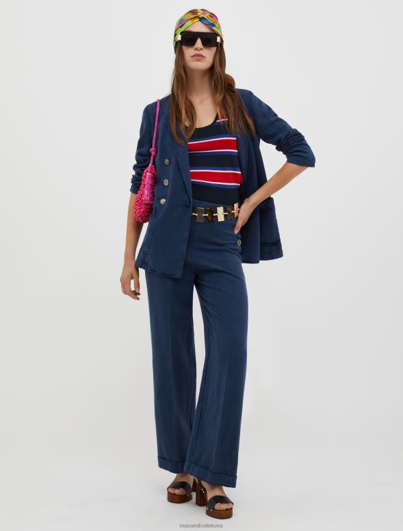 apģērbu 8VJP182 jūras zils divrindu jūrnieku bleizeris sievietes MAX&Co.