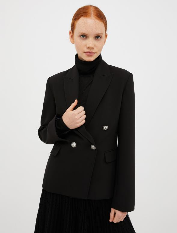 apģērbu 8VJP199 melns slaids divrindu bleizeris sievietes MAX&Co.