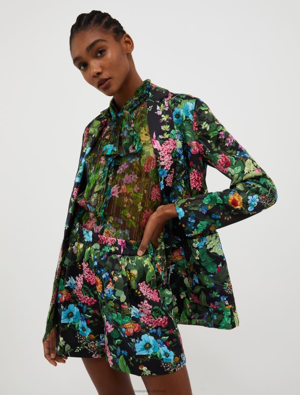 apģērbu 8VJP208 melns raksts envers-satīna žakete sievietes MAX&Co.