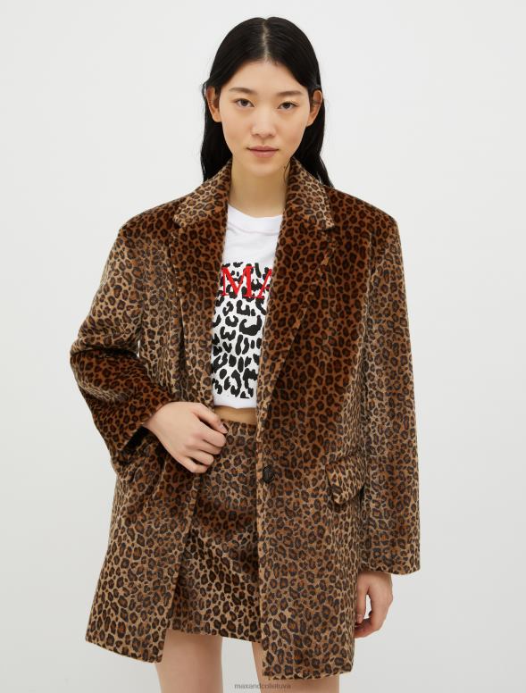 apģērbu 8VJP221 lazdu rieksts Liela izmēra žakete ar poniju matiem sievietes MAX&Co.