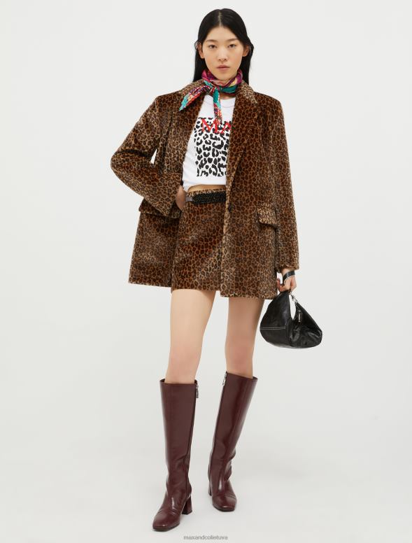 apģērbu 8VJP221 lazdu rieksts Liela izmēra žakete ar poniju matiem sievietes MAX&Co.