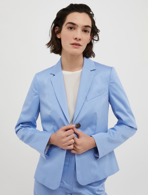 apģērbu 8VJP223 gaiši zils kokvilnas satīna žakete sievietes MAX&Co.