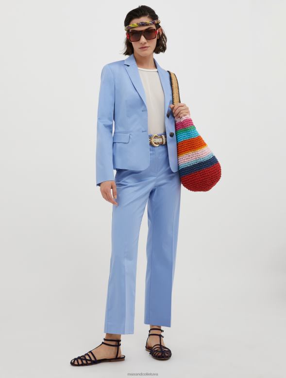 apģērbu 8VJP223 gaiši zils kokvilnas satīna žakete sievietes MAX&Co.