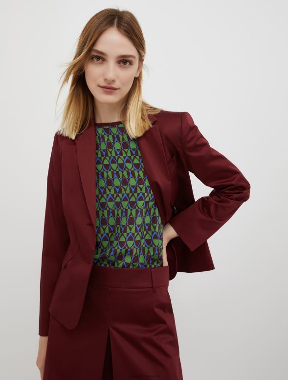 apģērbu 8VJP226 bordo kokvilnas satīna žakete sievietes MAX&Co.