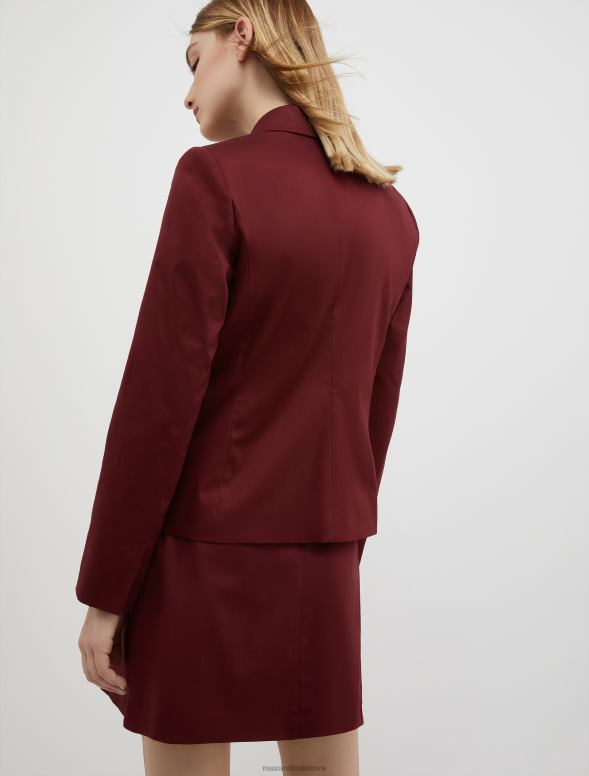 apģērbu 8VJP226 bordo kokvilnas satīna žakete sievietes MAX&Co.