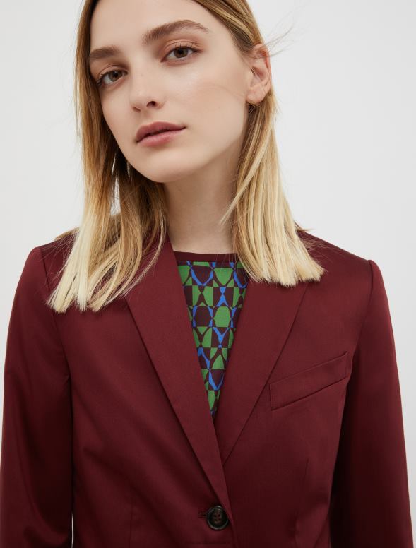 apģērbu 8VJP226 bordo kokvilnas satīna žakete sievietes MAX&Co.