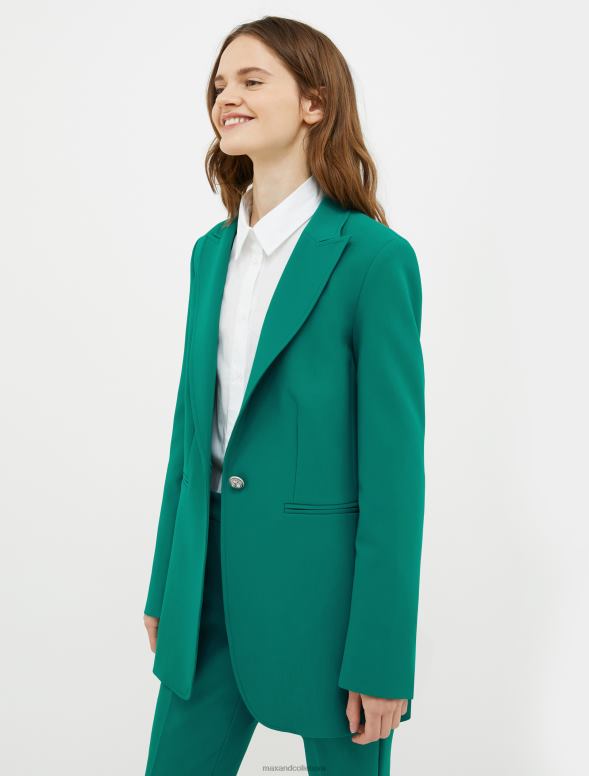 apģērbu 8VJP250 tumši zaļa vienrindas elastīgs audekla žakete sievietes MAX&Co.