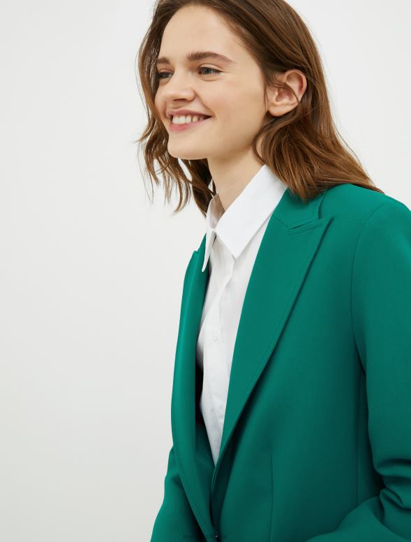 apģērbu 8VJP250 tumši zaļa vienrindas elastīgs audekla žakete sievietes MAX&Co.