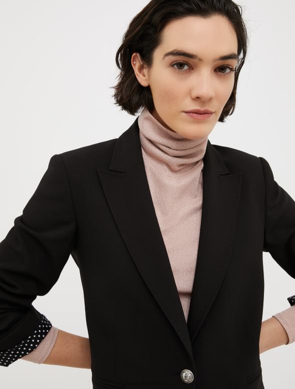 apģērbu 8VJP252 melns vienrindas elastīgs audekla žakete sievietes MAX&Co.