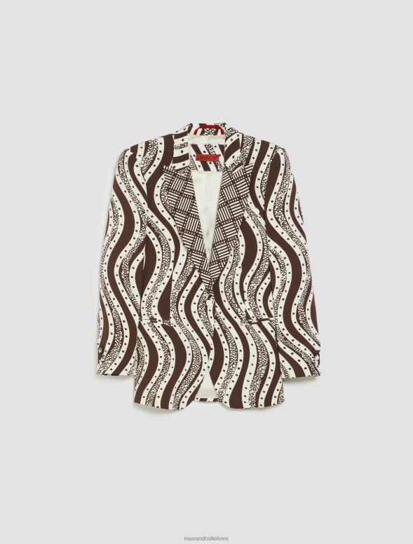 apģērbu 8VJP256 brūns raksts cilvēki, vietas, krāsa satīna žakete sievietes MAX&Co.