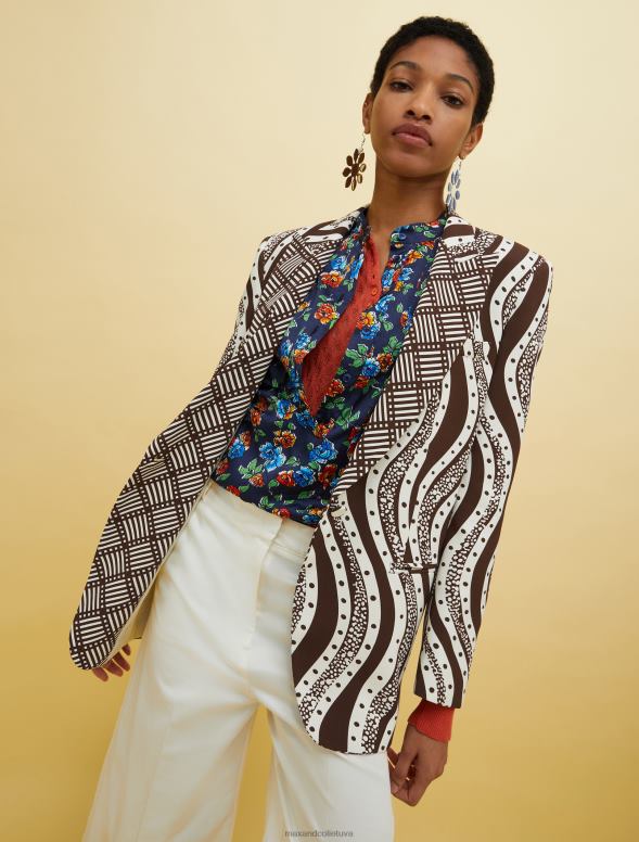 apģērbu 8VJP256 brūns raksts cilvēki, vietas, krāsa satīna žakete sievietes MAX&Co.