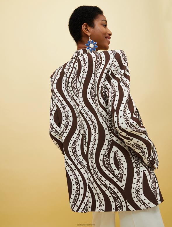 apģērbu 8VJP256 brūns raksts cilvēki, vietas, krāsa satīna žakete sievietes MAX&Co.