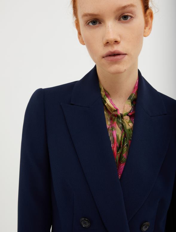 apģērbu 8VJP257 jūras zils divrindu satīna žakete sievietes MAX&Co.