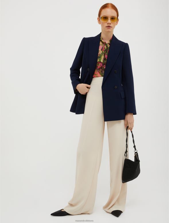 apģērbu 8VJP257 jūras zils divrindu satīna žakete sievietes MAX&Co.