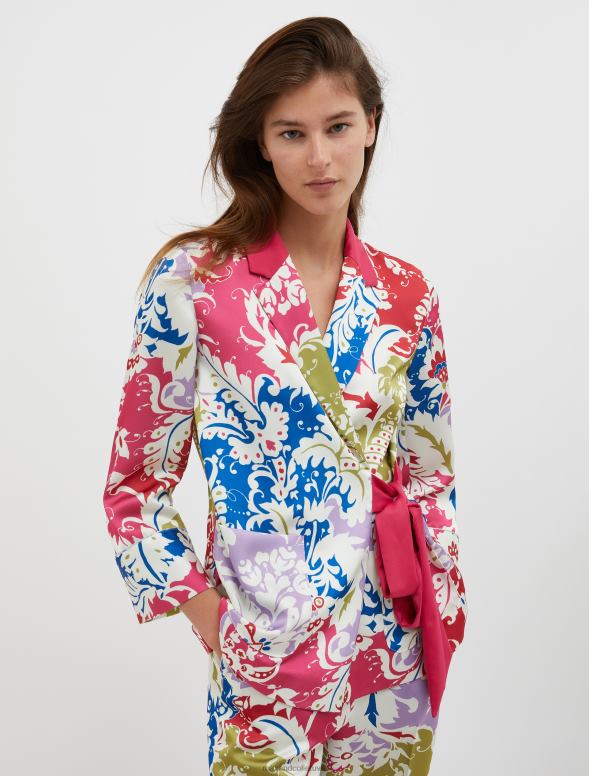 apģērbu 8VJP260 fuksijas raksts halāta stila envers satīna žakete sievietes MAX&Co.
