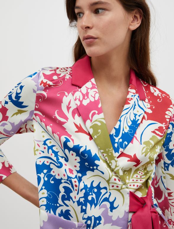 apģērbu 8VJP260 fuksijas raksts halāta stila envers satīna žakete sievietes MAX&Co.