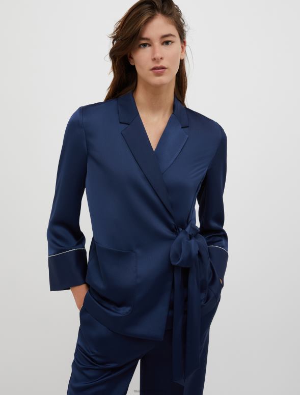 apģērbu 8VJP261 jūras zils halāta stila envers satīna žakete sievietes MAX&Co.