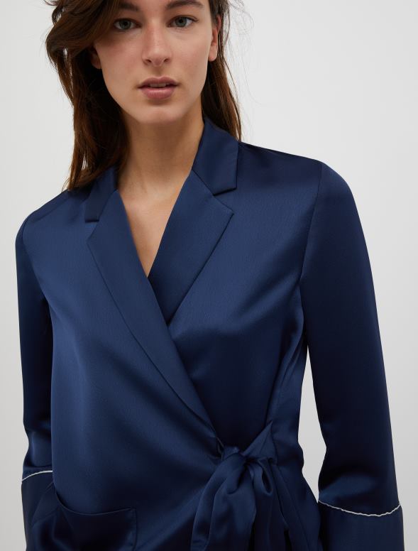 apģērbu 8VJP261 jūras zils halāta stila envers satīna žakete sievietes MAX&Co.
