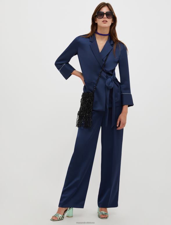 apģērbu 8VJP261 jūras zils halāta stila envers satīna žakete sievietes MAX&Co.