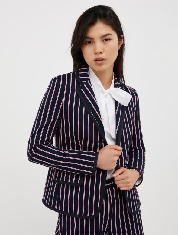 apģērbu 8VJP264 jūras zils svītrains džersija žakete sievietes MAX&Co.