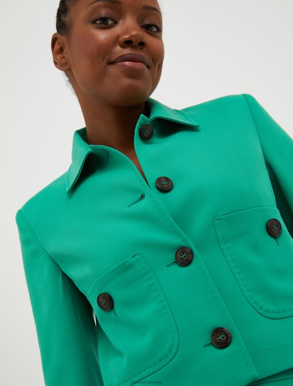apģērbu 8VJP267 smaragda zaļš dubulta auduma audekla jaka sievietes MAX&Co.