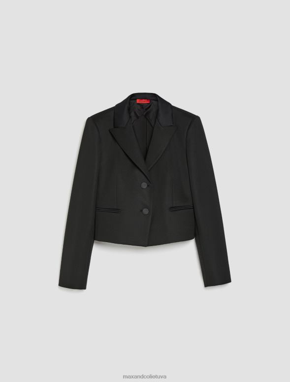 apģērbu 8VJP278 melns apgriezts tehniskais trikotāžas bleizeris sievietes MAX&Co.