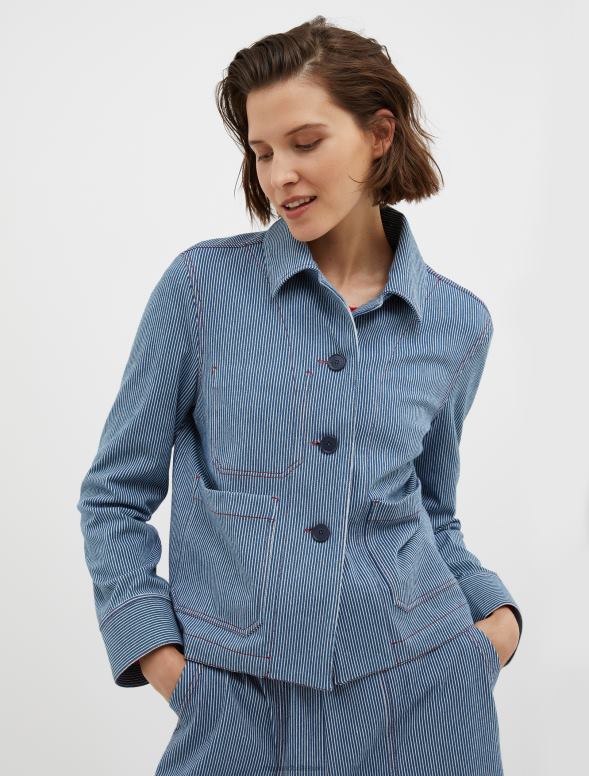 apģērbu 8VJP283 jūras zils žakarda džersija jaka sievietes MAX&Co.