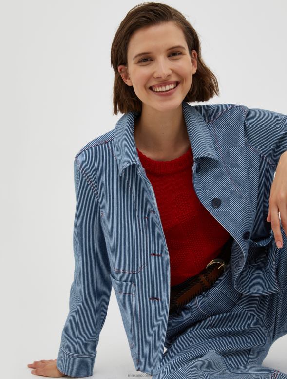 apģērbu 8VJP283 jūras zils žakarda džersija jaka sievietes MAX&Co.