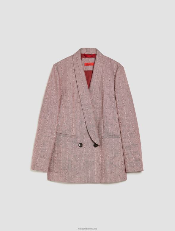 apģērbu 8VJP298 bordo strīpains lina un kokvilnas žakete sievietes MAX&Co.
