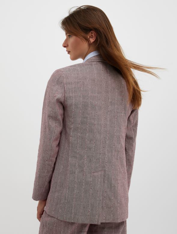 apģērbu 8VJP298 bordo strīpains lina un kokvilnas žakete sievietes MAX&Co.