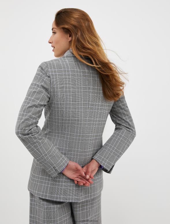 apģērbu 8VJP301 melns raksts divrindu sarža žakete sievietes MAX&Co.