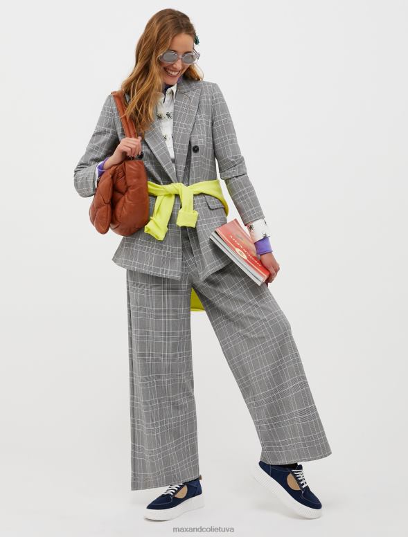 apģērbu 8VJP301 melns raksts divrindu sarža žakete sievietes MAX&Co.