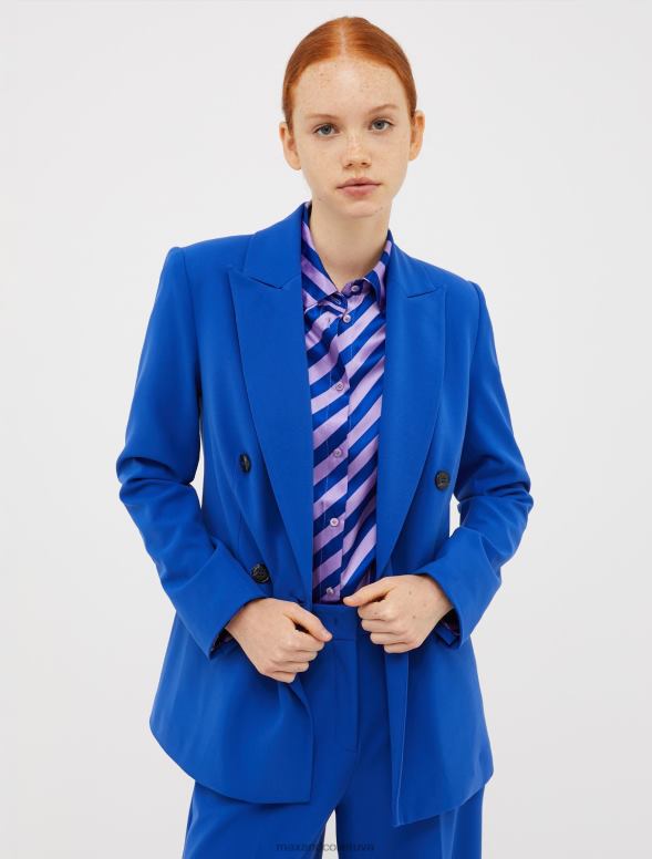 apģērbu 8VJP302 rudzupuķu zils divrindu sarža žakete sievietes MAX&Co.