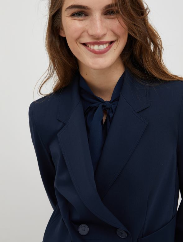 apģērbu 8VJP305 jūras zils divrindu džersija žakete sievietes MAX&Co.