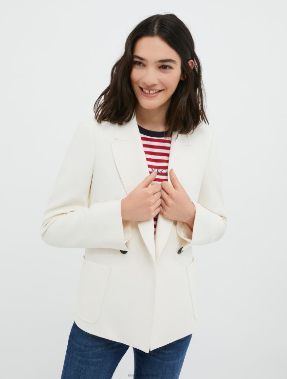 apģērbu 8VJP885 ziloņkauls divrindu audekla žakete sievietes MAX&Co.