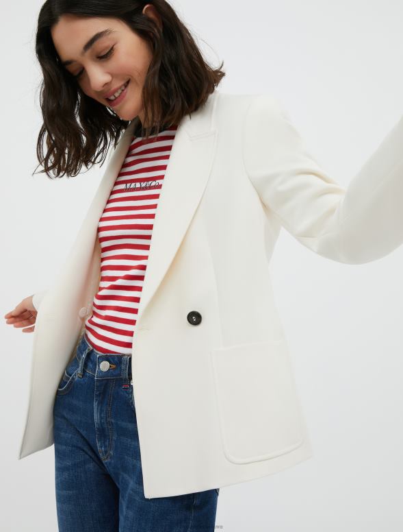 apģērbu 8VJP885 ziloņkauls divrindu audekla žakete sievietes MAX&Co.