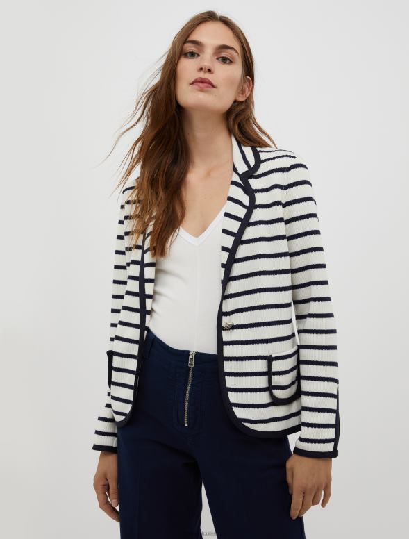 apģērbu 8VJP886 balts raksts džersija bleizeris ar mikrorievojumu sievietes MAX&Co.