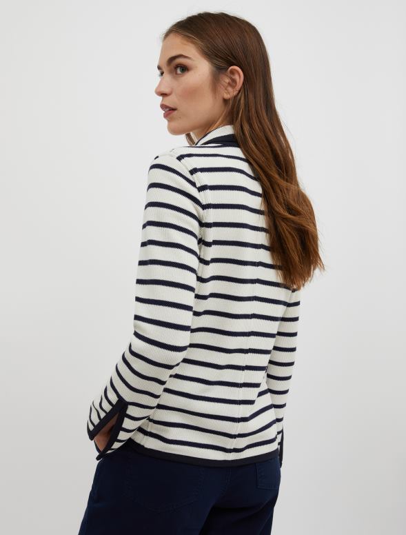 apģērbu 8VJP886 balts raksts džersija bleizeris ar mikrorievojumu sievietes MAX&Co.