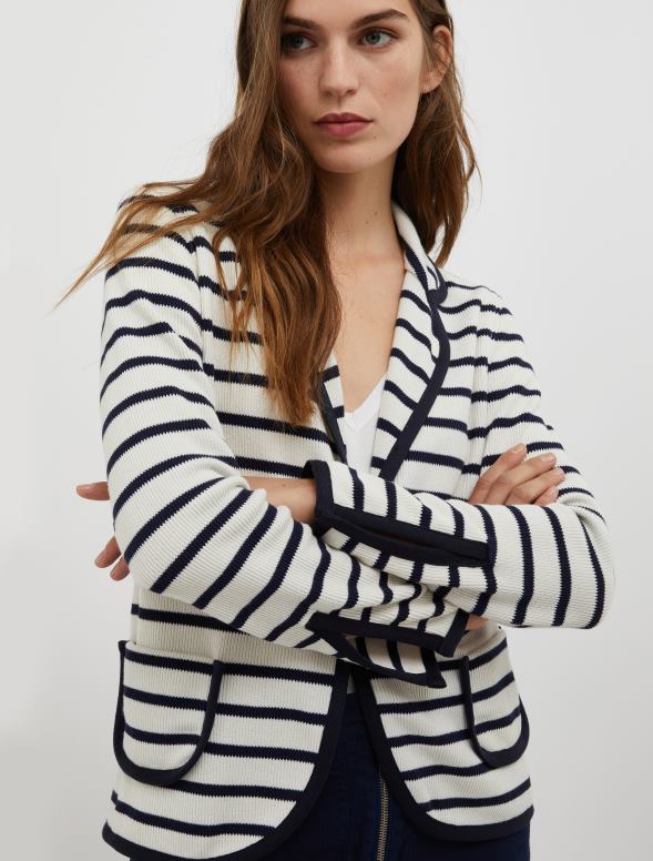 apģērbu 8VJP886 balts raksts džersija bleizeris ar mikrorievojumu sievietes MAX&Co.