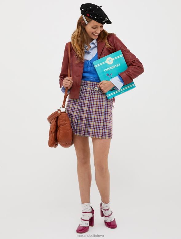 apģērbu 8VJP889 bordo nappa ādas un džersija jaka sievietes MAX&Co.