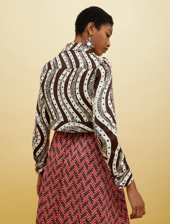 apģērbu 8VJP890 brūns raksts cilvēki, vietas, krāsa bikera jaka sievietes MAX&Co.