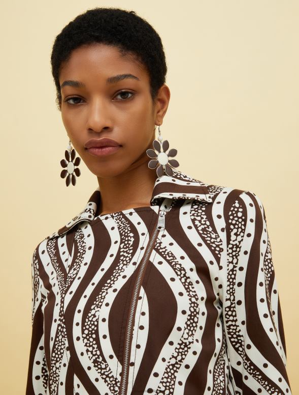 apģērbu 8VJP890 brūns raksts cilvēki, vietas, krāsa bikera jaka sievietes MAX&Co.