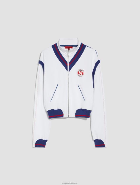 apģērbu 8VJP893 balts raksts superga flīsa bomber jaka sievietes MAX&Co.