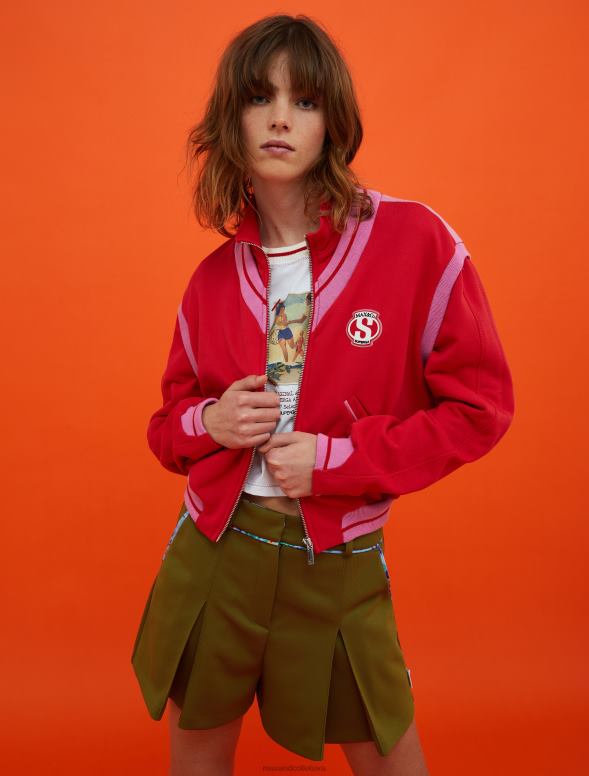 apģērbu 8VJP894 sarkans superga flīsa bomber jaka sievietes MAX&Co.