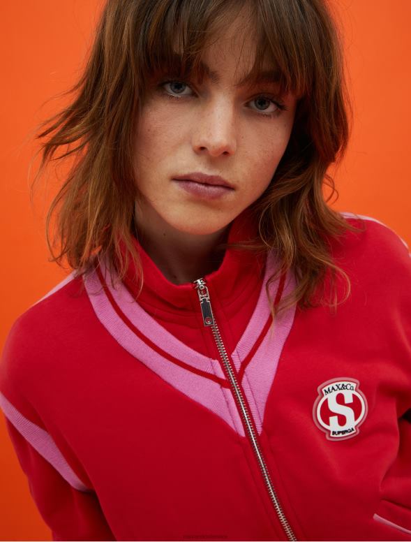 apģērbu 8VJP894 sarkans superga flīsa bomber jaka sievietes MAX&Co.