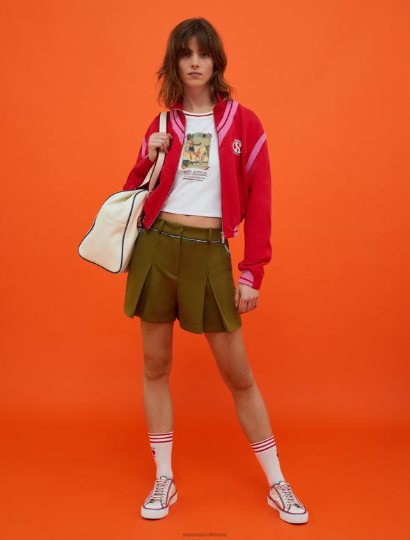 apģērbu 8VJP894 sarkans superga flīsa bomber jaka sievietes MAX&Co.