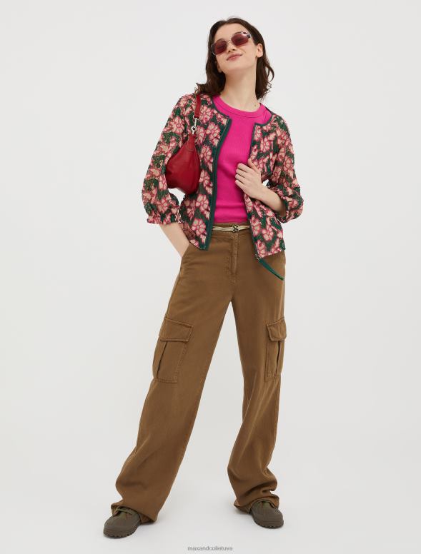 apģērbu 8VJP899 rozā rozā raksts makramē un tilla bomber jaka sievietes MAX&Co.