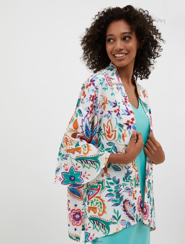 apģērbu 8VJP901 smilškrāsas raksts Paisley print zīda kimono sievietes MAX&Co.